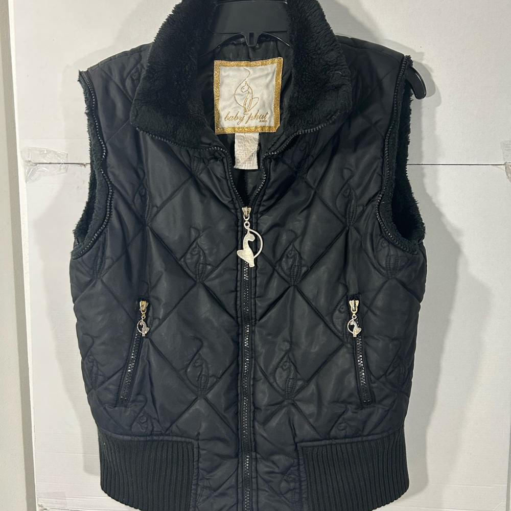 Y2k baby Phat Black Quilted Sleeveless Vest